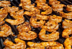 Grilled Shrimp Preparing And Grilling