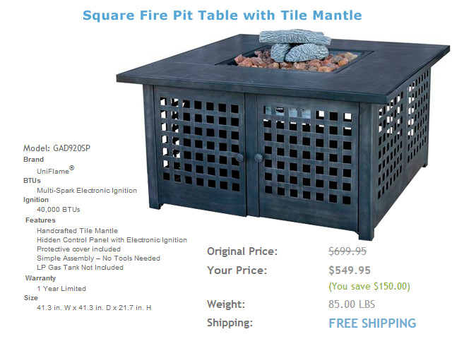 Model: GAD920SP 41in. Fire Pit Table Model: GAD920SP 41in. Fire Pit Table