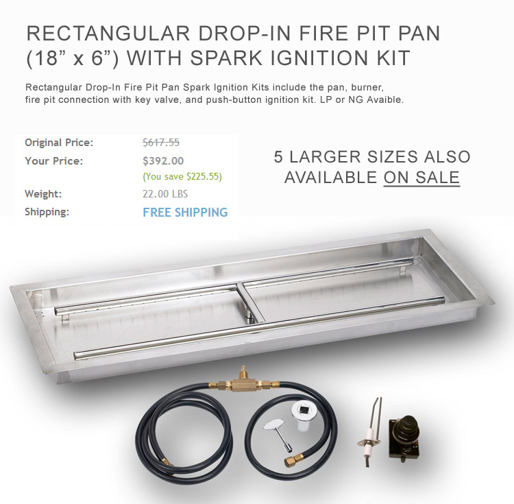 Rectangular Drop-In Burner With Spark Ignition Kit Rectangle Drop-In Burner