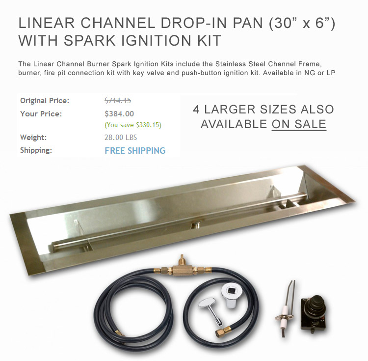 Linear Drop-In Pan Burner With Spark Ignition Kit Linear Drop-In Pan Burner With Spark Ignition Kit
