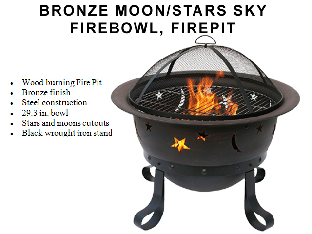 BRONZE MOON/STARS SKY FIREBOWL, FIREPIT BRONZE MOON/STARS SKY FIREBOWL, FIREPIT