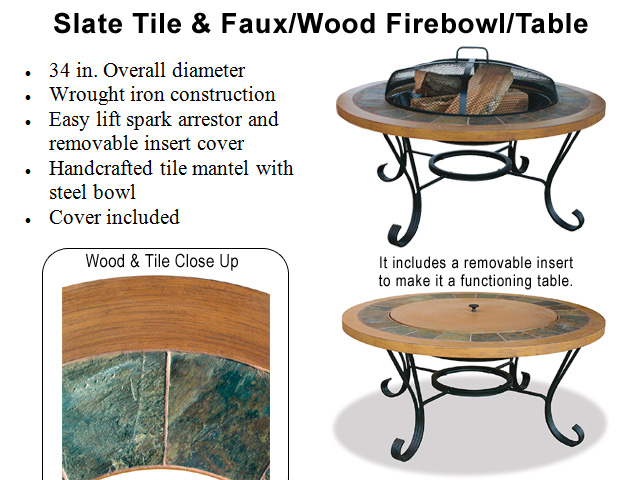 Slate + Wood Fire Bowl Table Slate + Faux Wood Fire Bowl Table