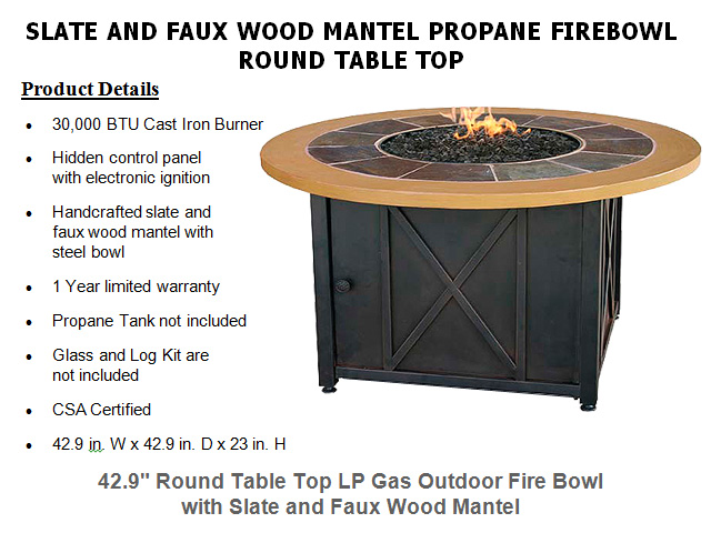 Model: GAD920SP 41in. Fire Pit Table 42.9